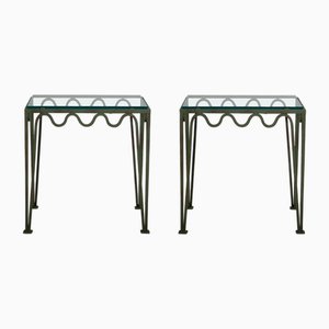 Méandre Grünspan & Glas Nachttische von Atelier Cabanel, 2 . Set