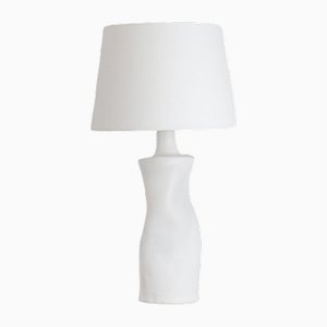 Difforme White Ceramic Table Lamp with Parchment Shade by Atelier Cabanel