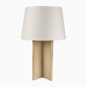 The Croisillon Cream Ceramic Lamp with Parchment Shade by Atelier Cabanel