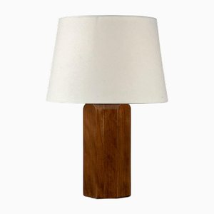 Octogone Walnut Table Lamp with Parchment Shade by Atelier Cabanel