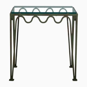 Mesita de noche Méander Verdigris y vidrio de Atelier Cabanel