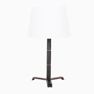 The Sellier Stitched Black Leather Lamp by Atelier Cabanel