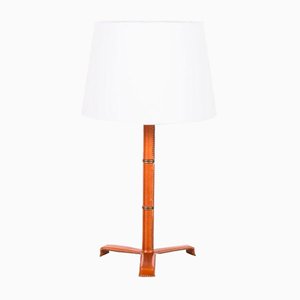 The Sellier Stitched Tan Leather Lamp by Atelier Cabanel