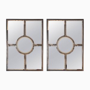 Abgeschrägte Quadrature Spiegel aus Messing von Atelier Cabanel, 2 . Set