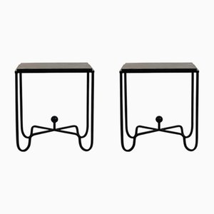 Entretoise Black Limestone Nightstands by Atelier Cabanel, Set of 2