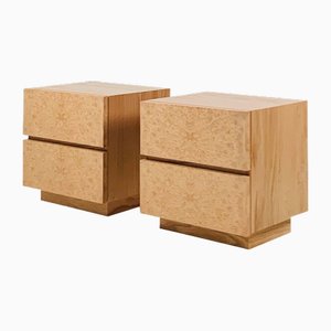 Amboine Burl Wood Nightstands by Atelier Cabanel, Set of 2