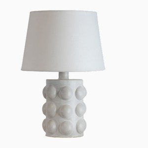 Pastille Tischlampe aus weiß glasierter Keramik von Atelier Cabanel
