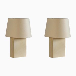 Bloc Parchment Lamps with Parchment Paper Shades by Atelier Cabanel, Set of 2
