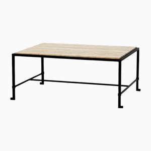 Diagramme Travertine and Wrought Iron Coffee Table by Atelier Cabanel