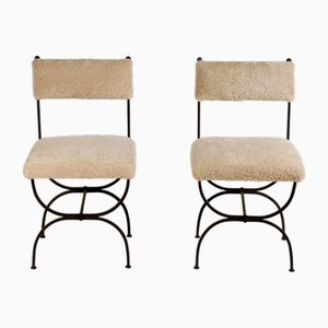 Arcade Stühle aus Schmiedeeisen & Shearling von Atelier Cabanel, 2er Set