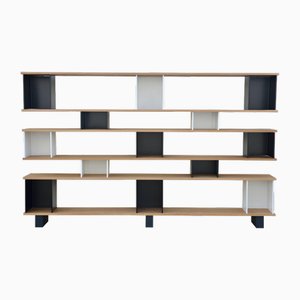 Oak Black and White Horizontal Shelving Unit by Atelier Cabanel