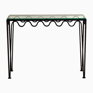 Consola Méandre ondulada de hierro forjado y vidrio de Atelier Cabanel