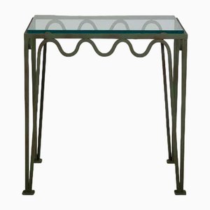 Tables de Chevet Méandre Verdigris et Verre par Atelier Cabanel, Set de 2
