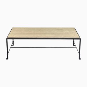 Mesa de centro Narrow Diagramme de hierro y travertino de Atelier Cabanel