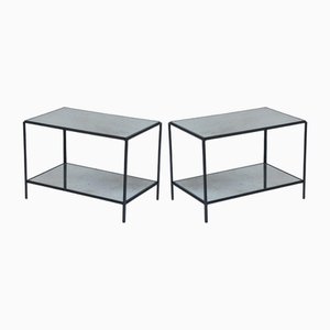 Rectiligne Wrought Iron and Mirror End Tables by Atelier Cabanel, Set of 2