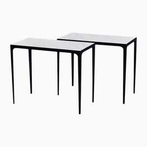 Esquisse Beistelltische aus Eisen & geschliffenem Marmor von Atelier Cabanel, 2 . Set