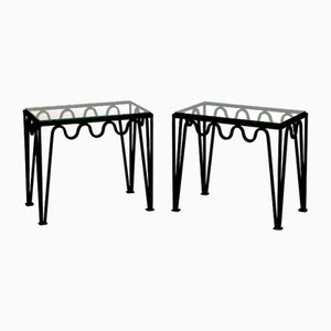 Méandre Blackened Steel and Glass Side Tables by Atelier Cabanel, Set of 2