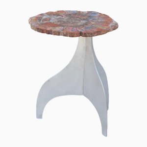 Seve Petrified Wood and Aluminium Side Table by Atelier Cabanel