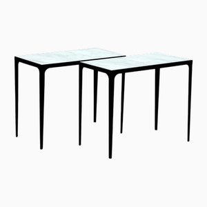 Esquisse Wrought Iron and Marble Side Tables by Atelier Cabanel, Set of 2