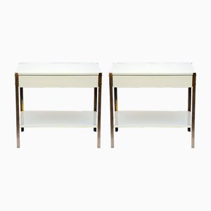 Nachttische aus lackiertem Elfenbein & Messing von Atelier Cabanel, 2er Set