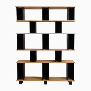 Tall Horizontale Black Steel and Oak Shelving Unit by Atelier Cabanel