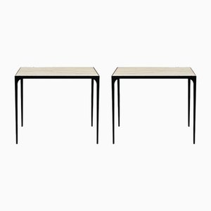 Large Esquisse Wrought Iron and Macaubas End Tables by Atelier Cabanel, Set of 2