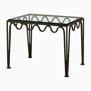 Large Méandre Verdigris and Glass End Table by Atelier Cabanel