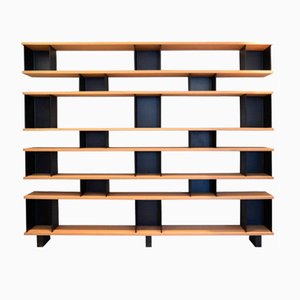 Horizontal Matte Black Steel and Oak Bookcase by Atelier Cabanel