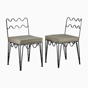 Set of Outdoor Dark Bronze Méandre Chairs in Stone Grey by Atelier Cabanel