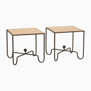 Entretoise Beistelltische aus Schmiedeeisen & Onyx von Atelier Cabanel, 2er Set