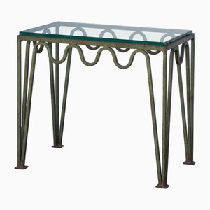 Gewellter Méandre Verdigris Beistelltisch aus Eisen & Glas von Atelier Cabanel