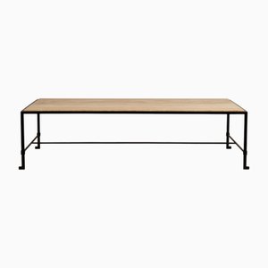 Langer Diagramme Couchtisch aus Schmiedeeisen & Travertin von Atelier Cabanel