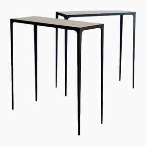 Esquisse Konsolen aus Schmiedeeisen & Pergament von Atelier Cabanel, 2er Set