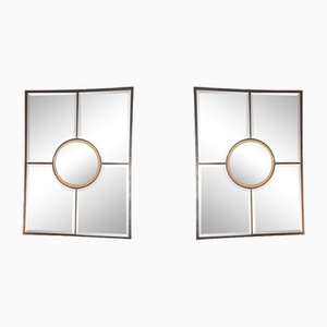 Brass Beveled Quadrature Mirrors by Atelier Cabanel, Set of 2