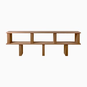 Verticale Two Shelves Polished Oak Shelving Unit by Atelier Cabanel