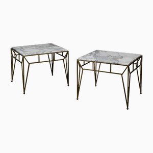 Wide Angular Marble Side Tables by Atelier Cabanel, Set of 2