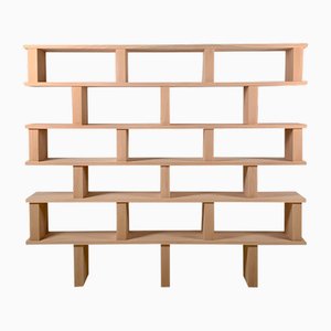Verticale Six-Shelf Polished Oak Shelving Unit by Atelier Cabanel