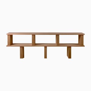 Two Shelves Verticale Polished Oak Shelving Unit by Atelier Cabanel