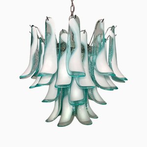 Italian Green Petal Chandelier, Murano, 1995