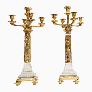 Vergoldete Französische Empire Kandelaber, 2er Set