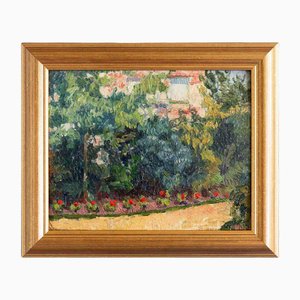 Französische Schule, The Garden in Chelles, Ölgemälde an Bord, 1914