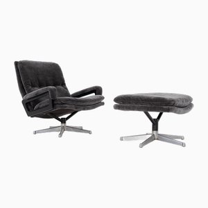 Set of King Lounge Chair with Stool by André Vandenbrouck for Strassle, 1960s