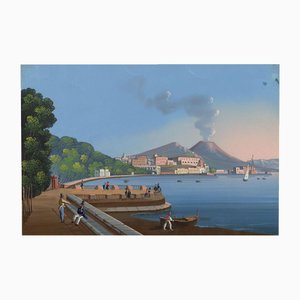 Neapolitan School Artist, Naples from Villa Reale, Mid-19th Century, Gouache Painting