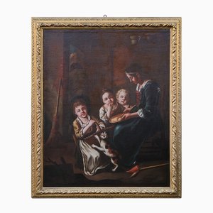 Giacomo Francesco Cipper conocido como Il Todeschini, Escena familiar, década de 1600 a 1700, óleo sobre lienzo, enmarcado