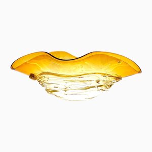 Milieu de Table Flounder en Verre de Murano Ambré et Cristal avec Détails Dorés de YourMurano