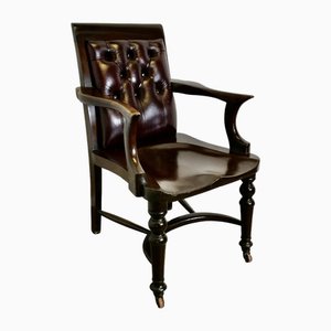 Chaise de Bureau Géorgienne Rembourrée en Cuir