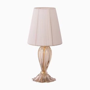 Lámpara de mesa de cristal soplado de Murano con pantalla en color dorado claro Anche, Italia
