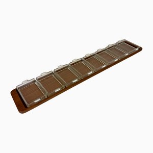 Large Danish Aperitif Tray with Glass Bowls from Esa, 1960s, Set of 9