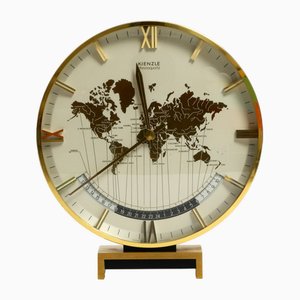 Large Heavy Battery-Operated Brass World Clock by Heinrich Johannes Möller for Kienzle, 1978