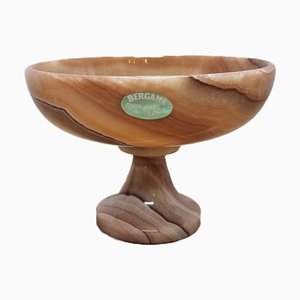 Vintage Onyx Marble Bowl on Foot, 1980s